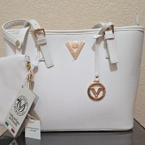 Valentino White and Gold Tote Bag